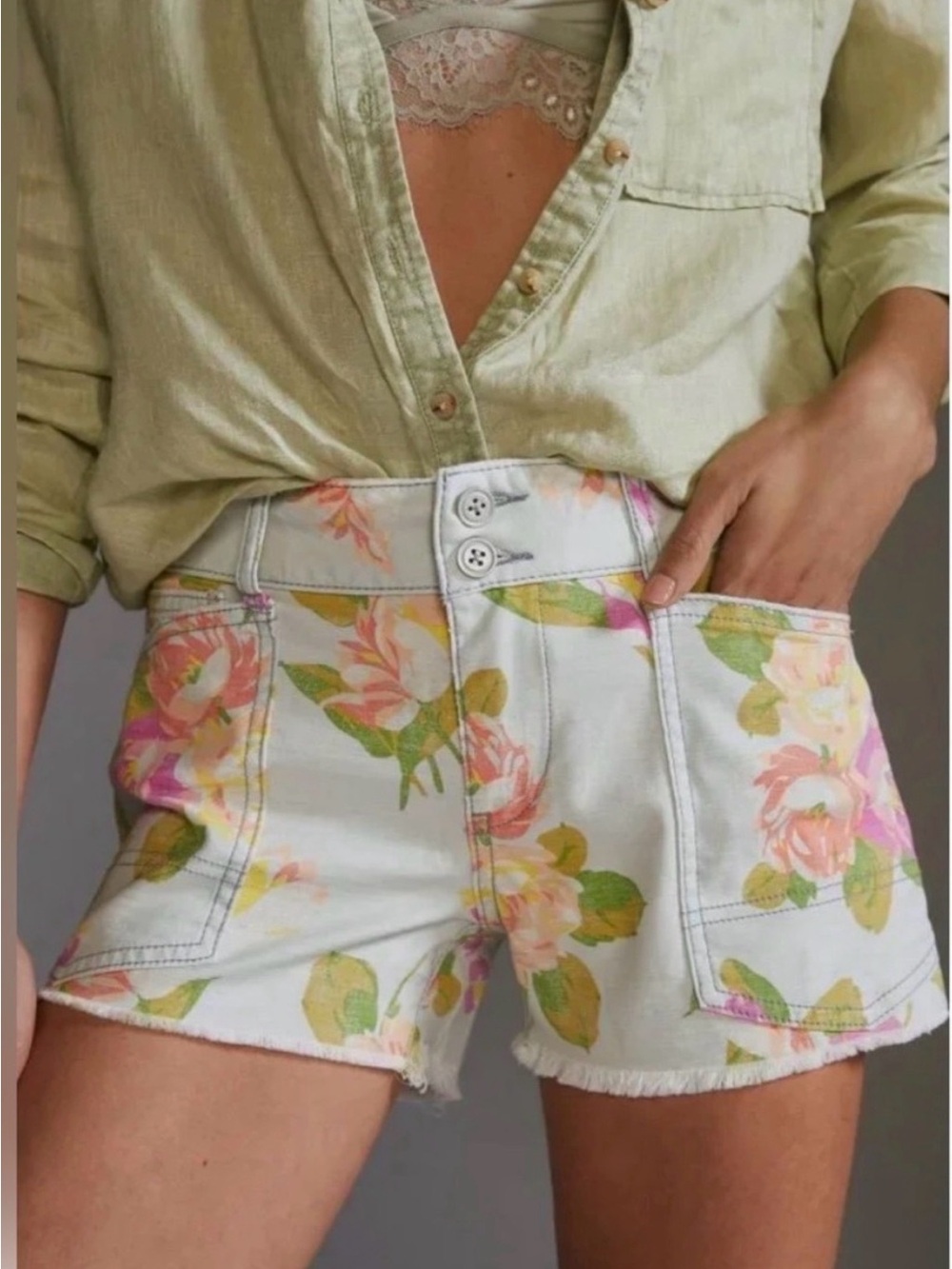 Anthropologie Pilcro Floral The Wanderer Shorts Size 28